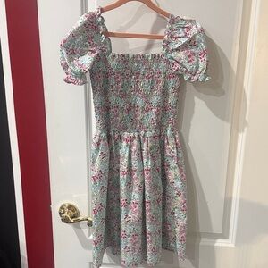 NWT Janie and Jack Girls Multi Color Puff Sleeve Smocked Lined Dress - Size 12